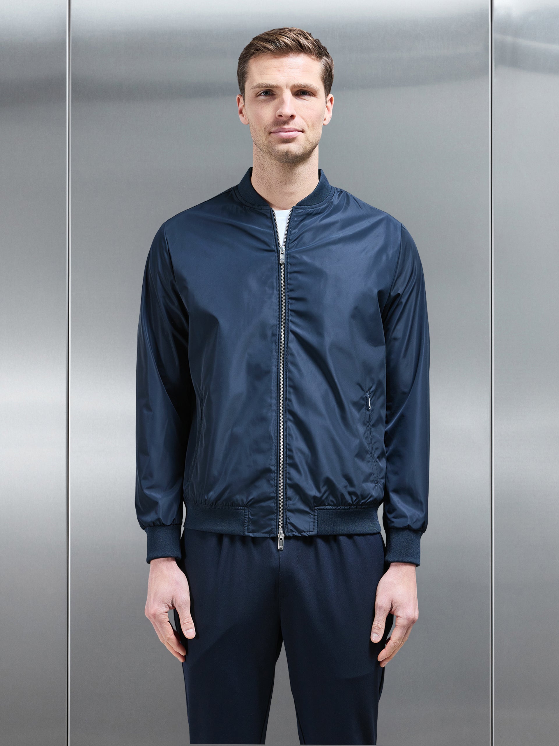 Shell Bomber Jacket in Navy