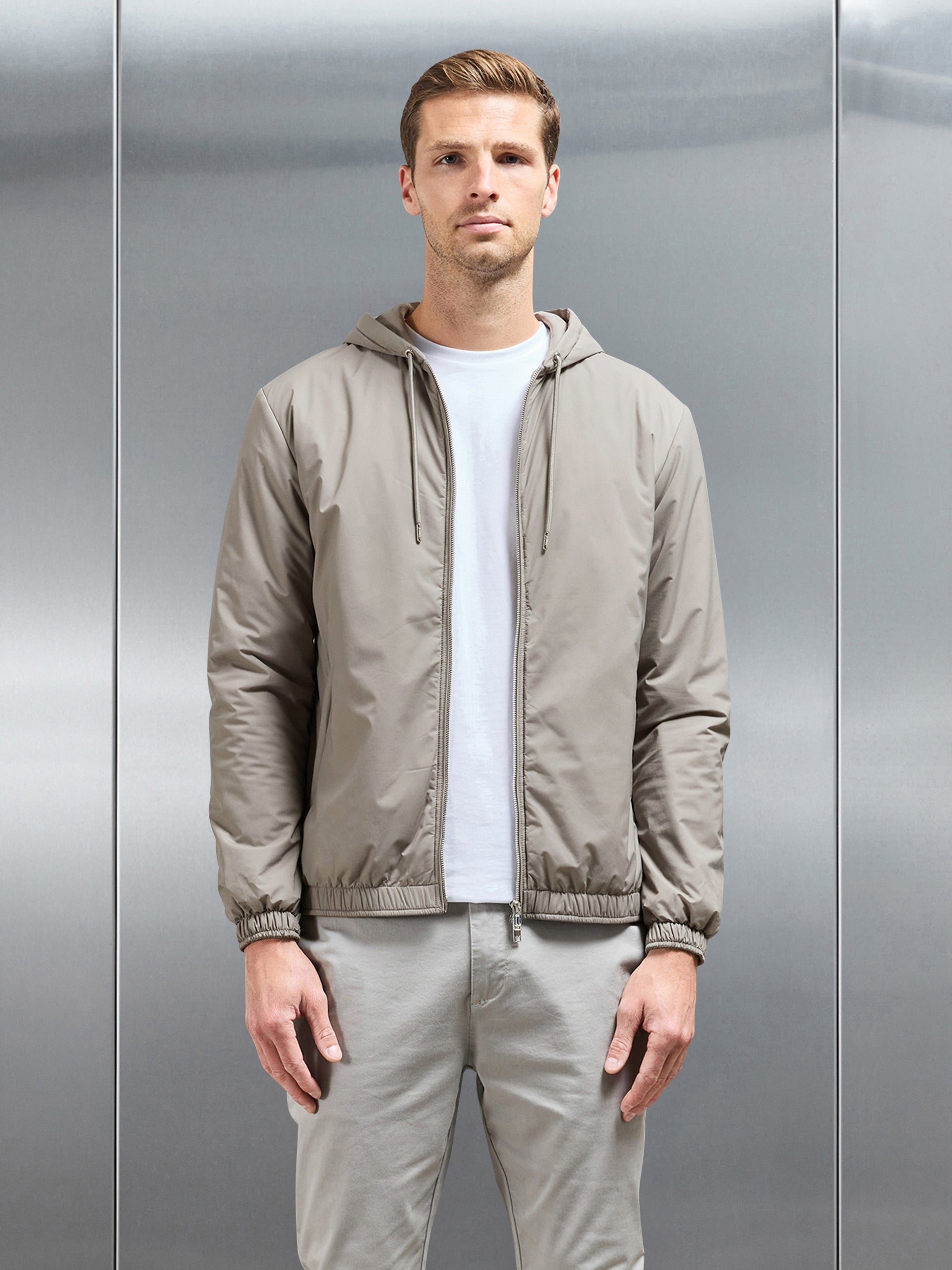 Shell Padded Windbreaker in Taupe