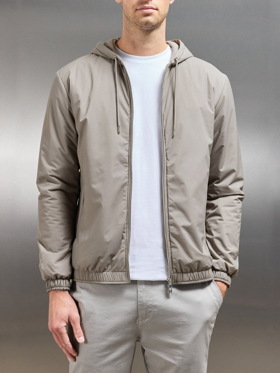 Shell Padded Windbreaker in Taupe