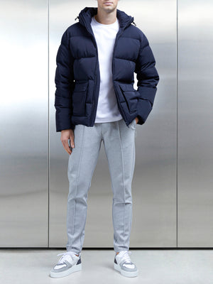 Short Down Pocket Parka in Navy