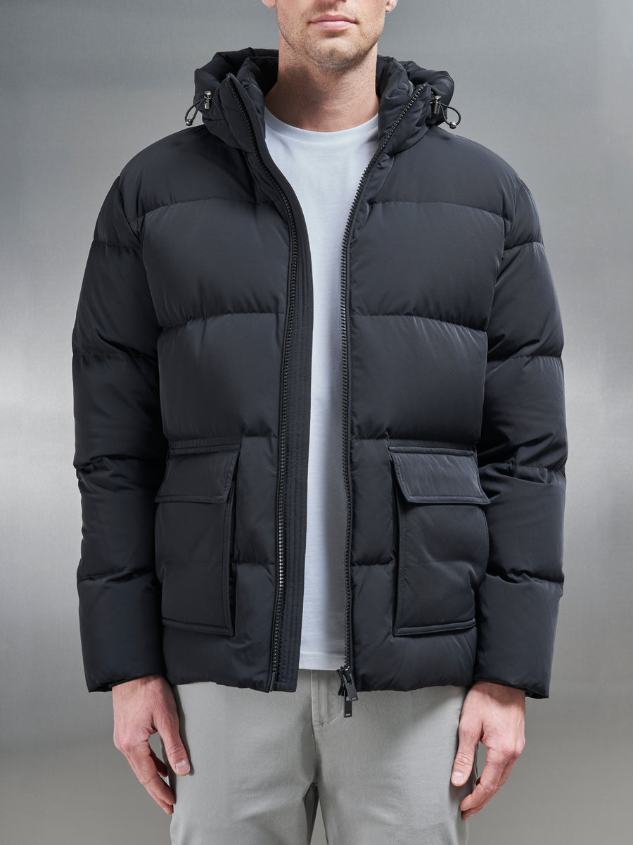 Short Down Parka in Black