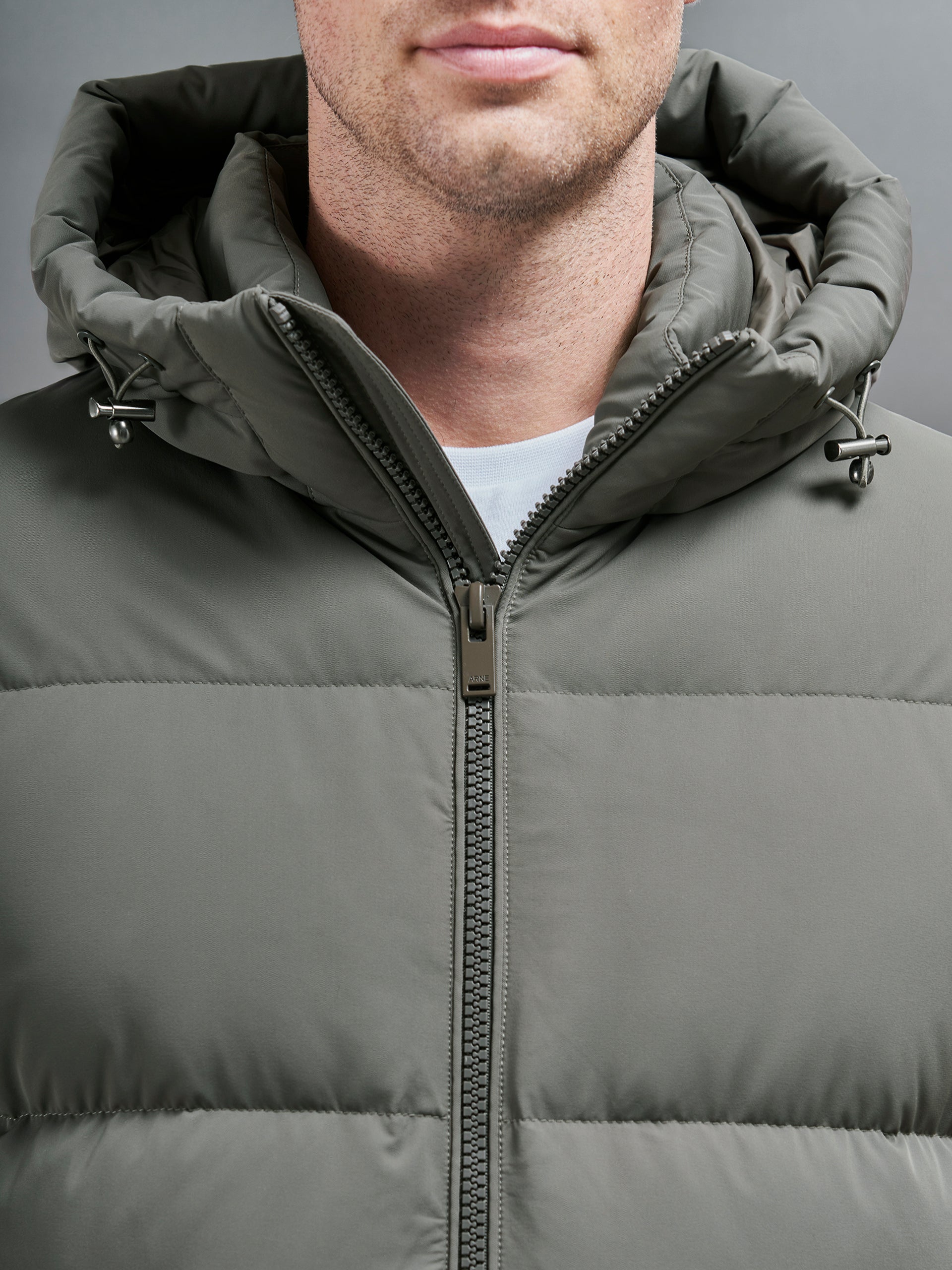 Short Down Parka in Olive