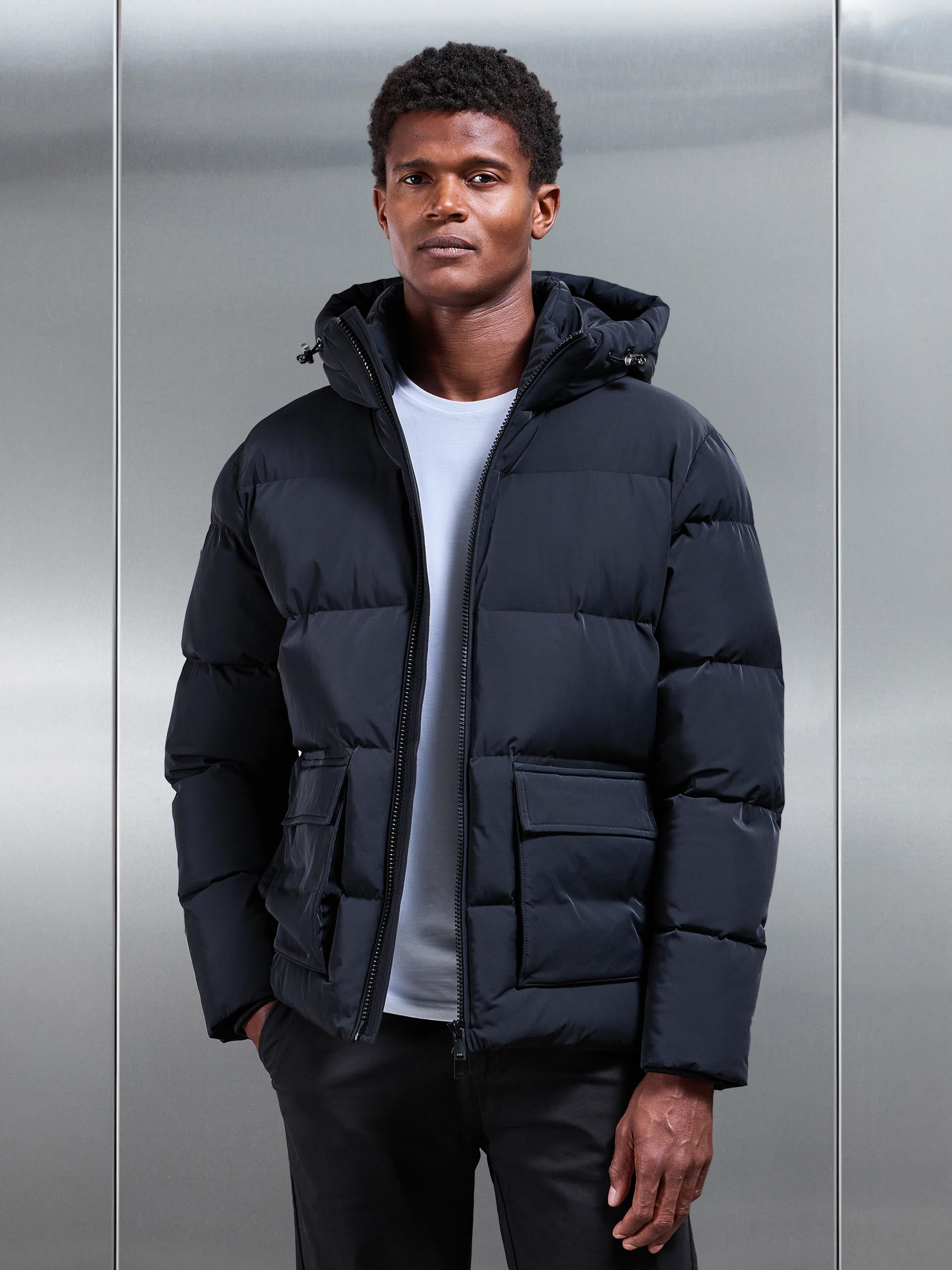 Short Puffer Parka in Black