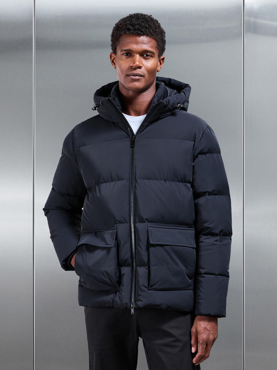 Short Puffer Parka in Black