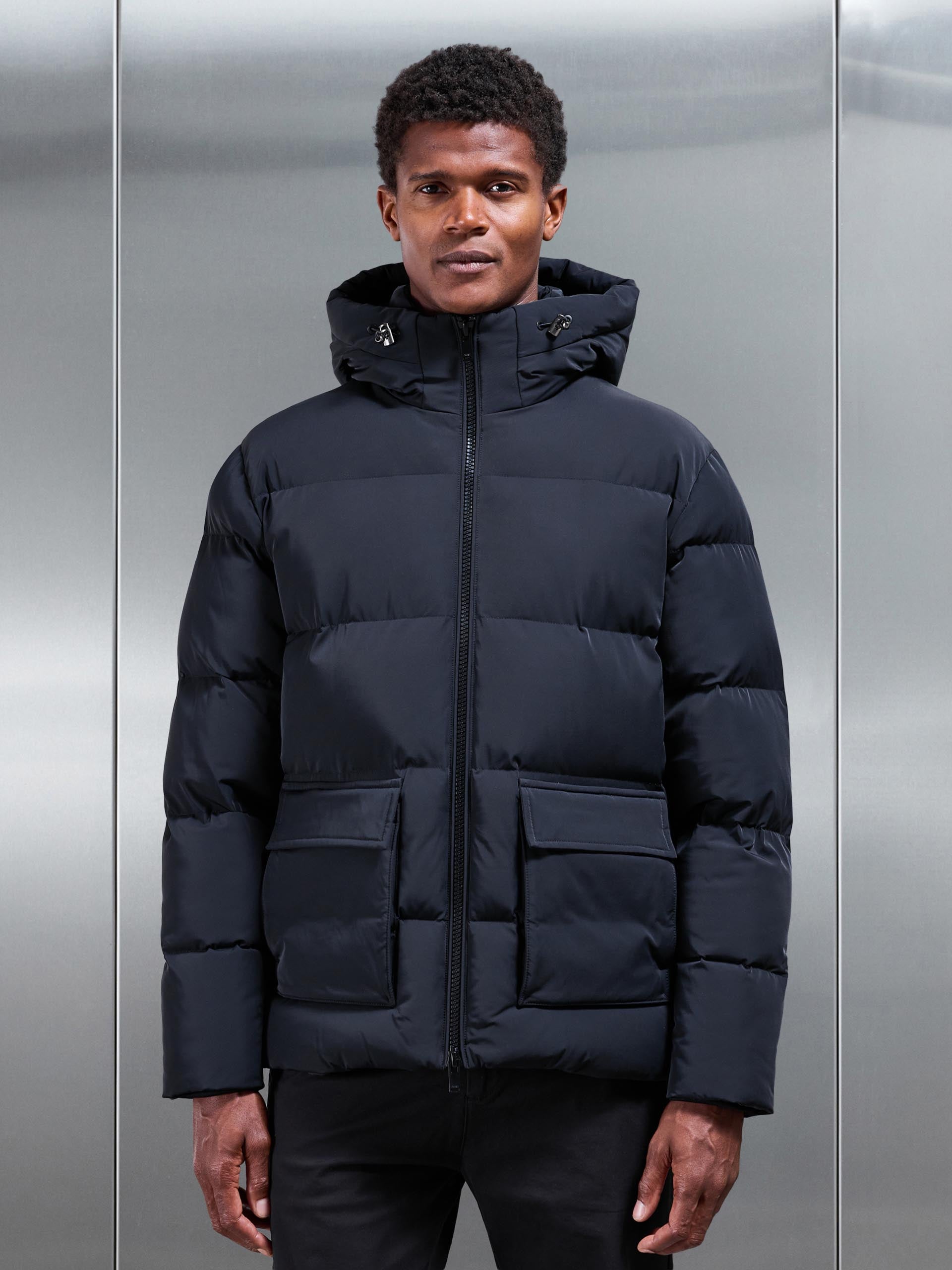 Short Puffer Parka in Black
