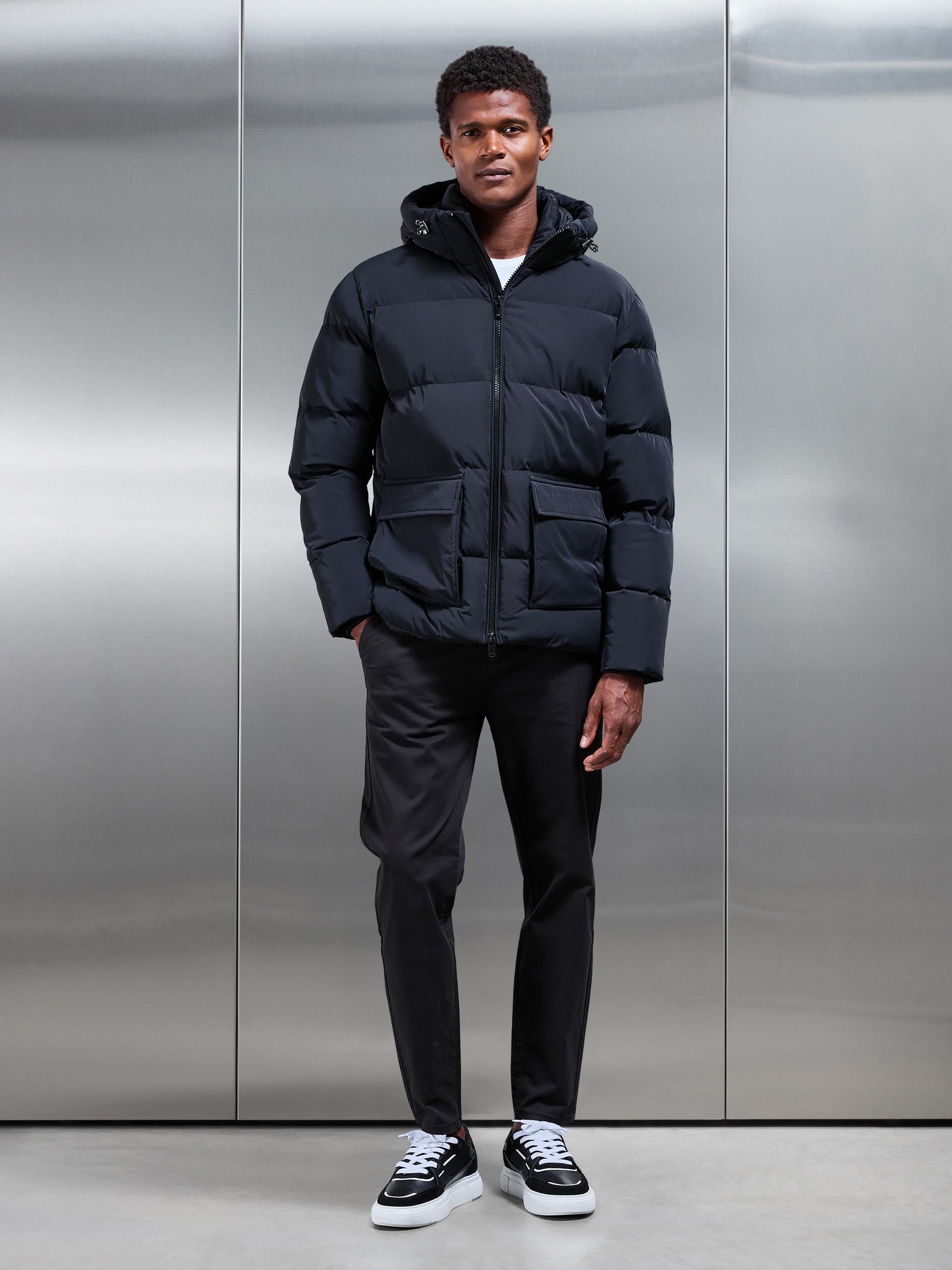 Short Puffer Parka in Black
