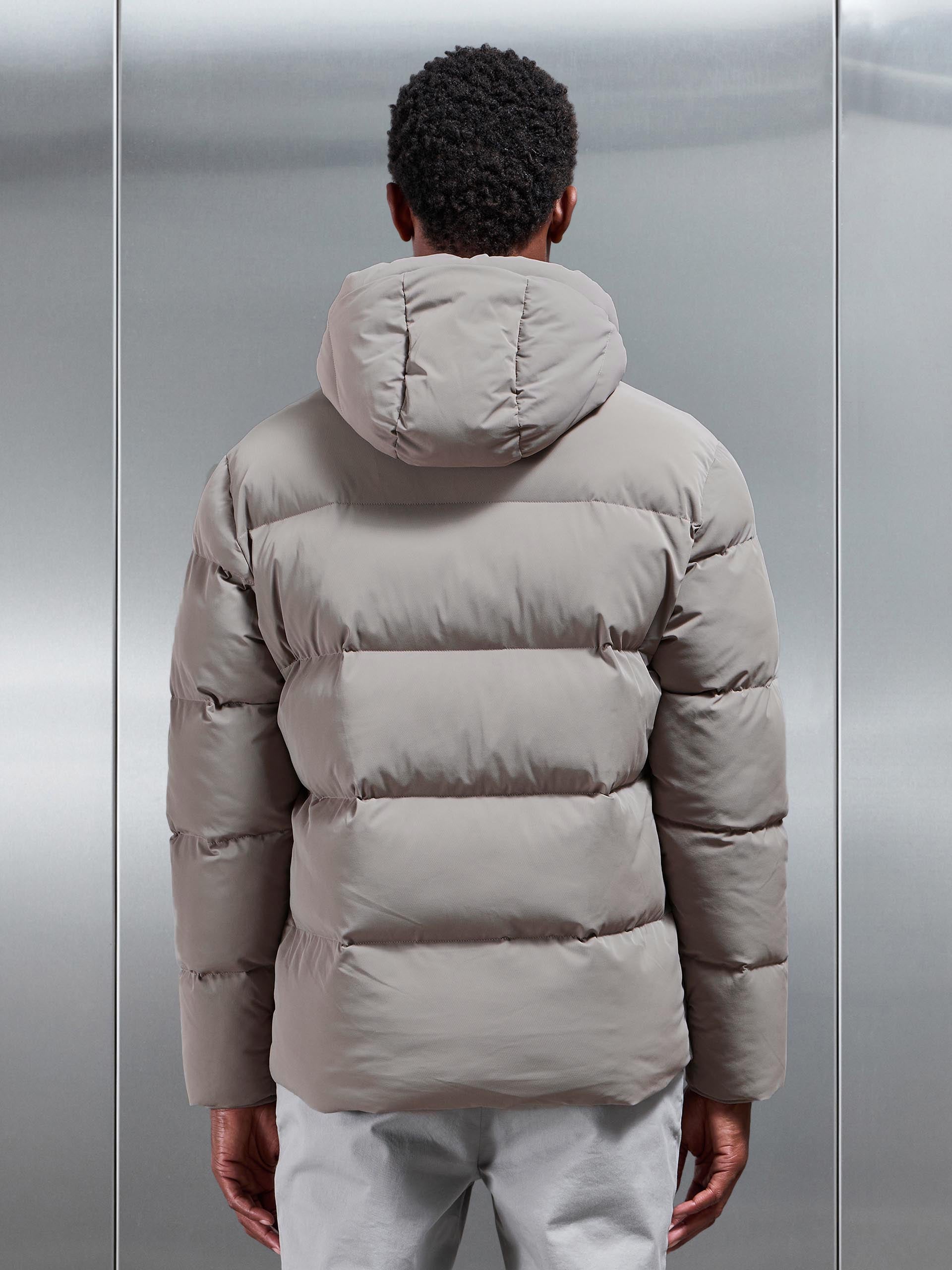 Short Puffer Parka in Taupe