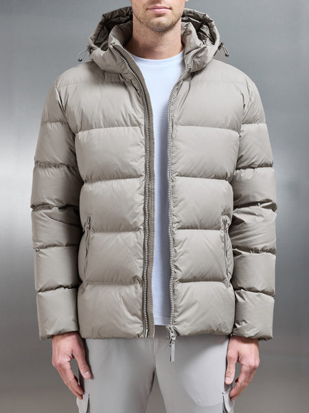 Short Down Jacket in Taupe