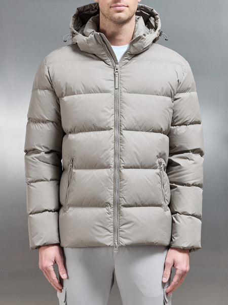 Short Down Jacket in Taupe