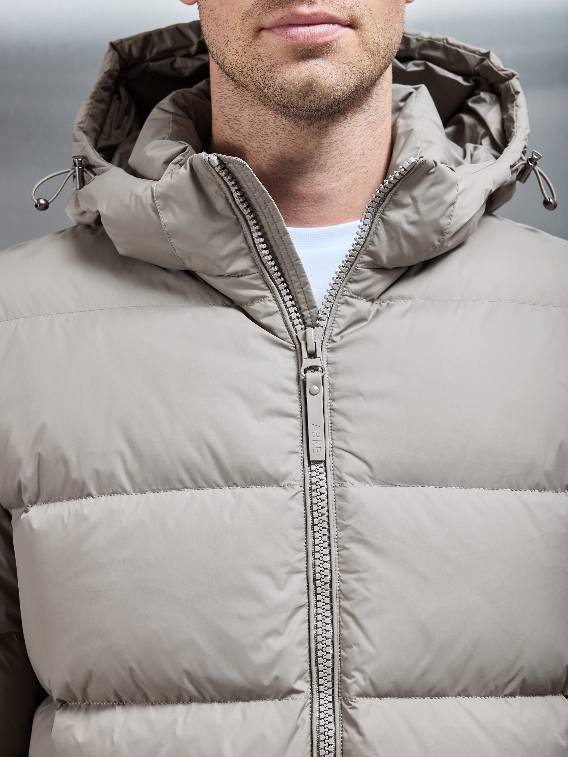 Short Down Jacket in Taupe