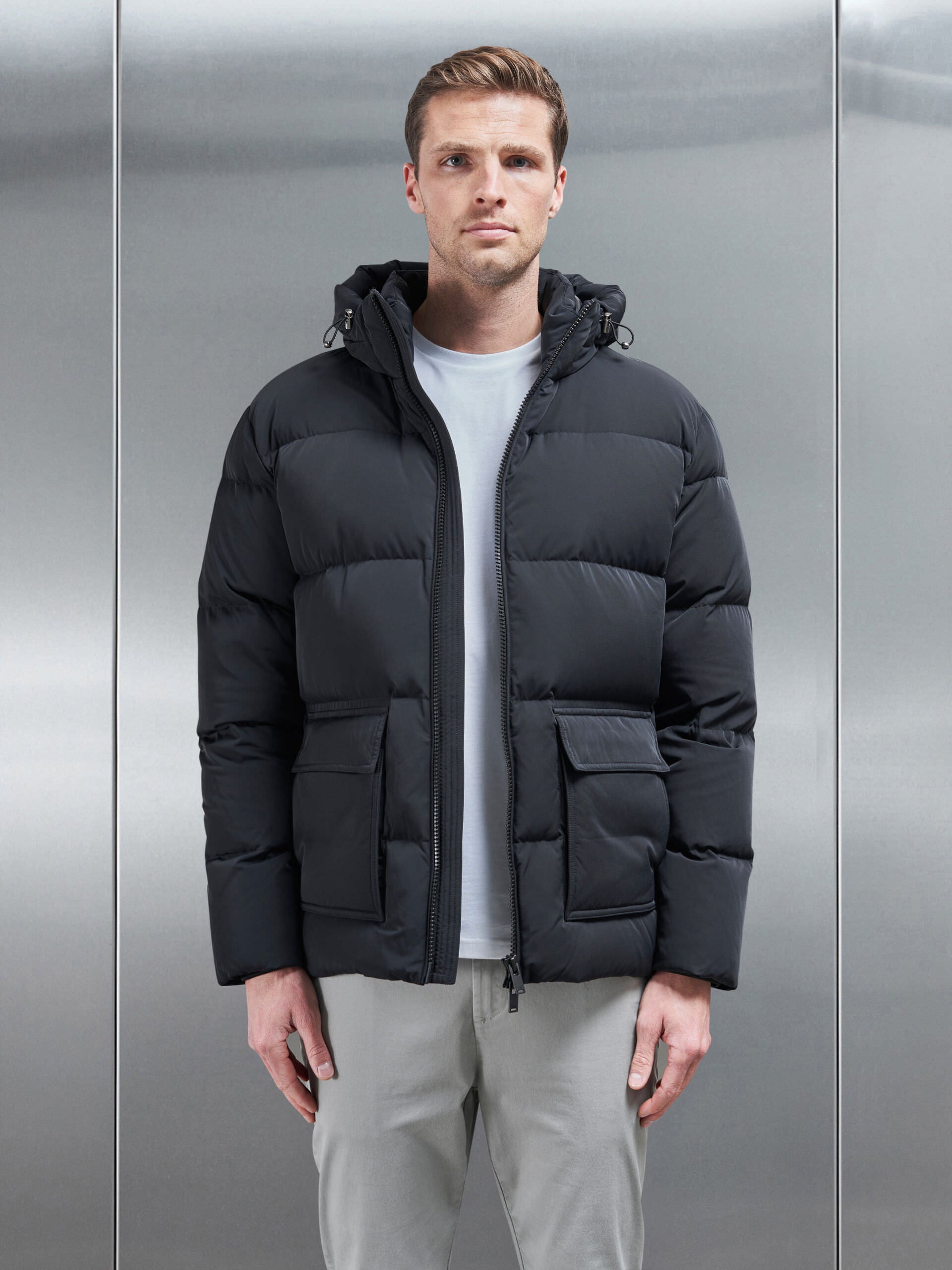 Short Down Parka in Black
