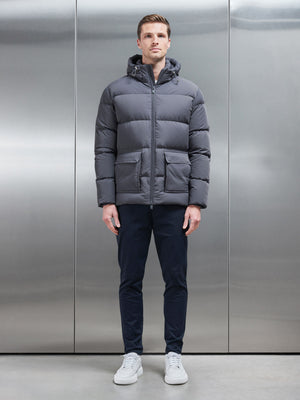 Short Down Parka in Grey