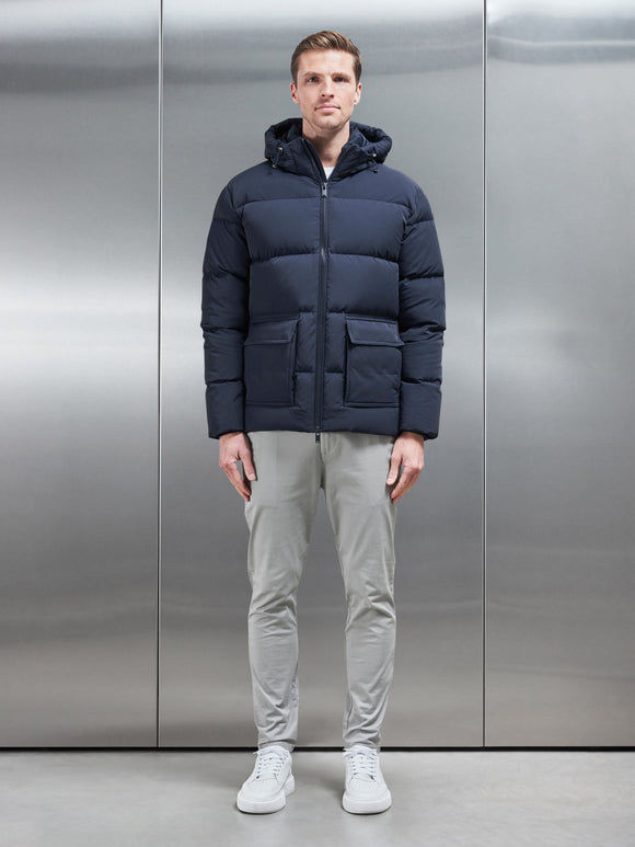 Short Down Parka in Navy