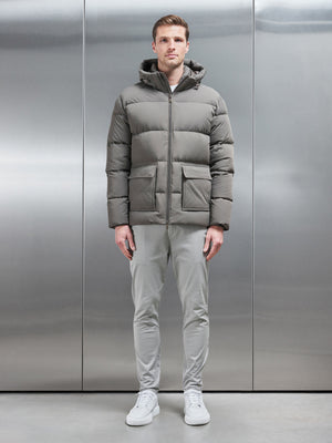 Short Down Parka in Olive