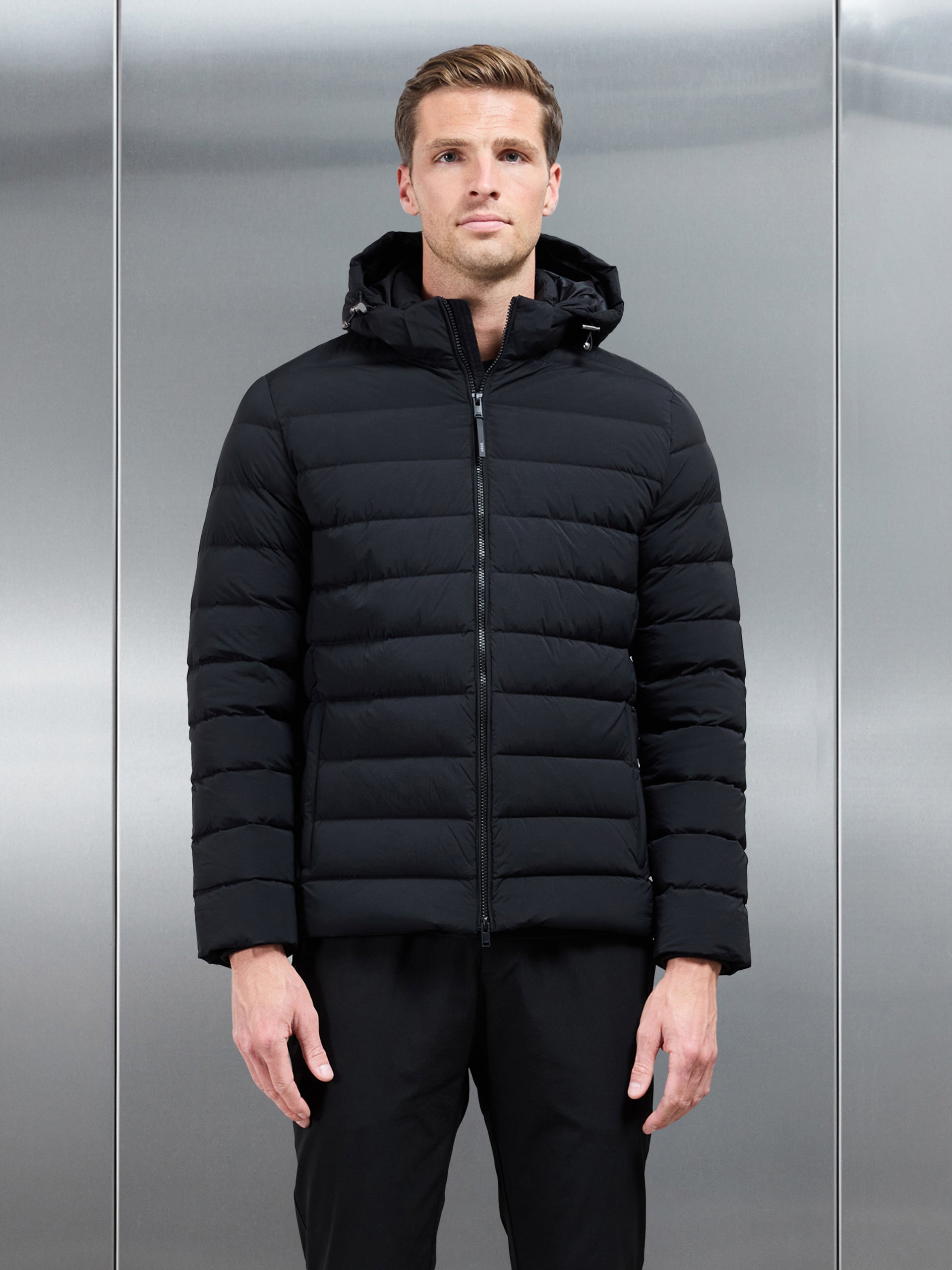 Short Technical Down Jacket in Black