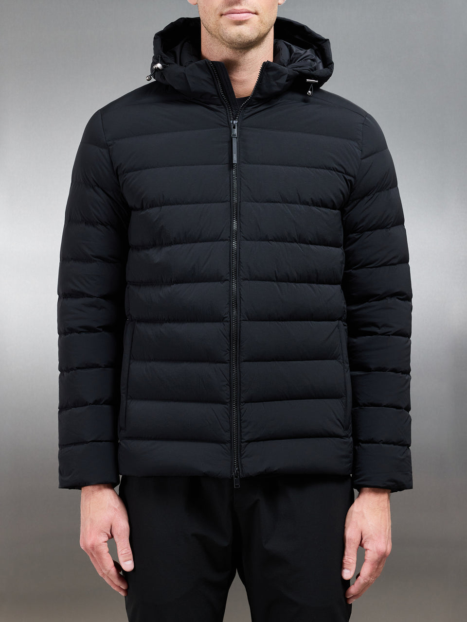 Short Technical Down Jacket in Black