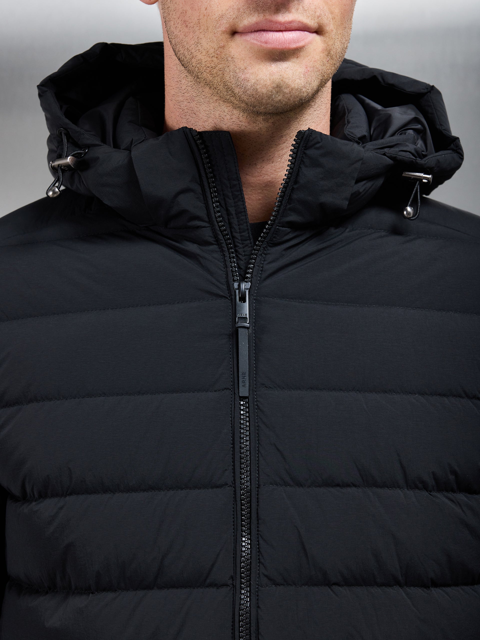 Short Technical Down Jacket in Black