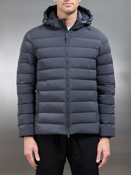 Short Technical Down Jacket in Grey