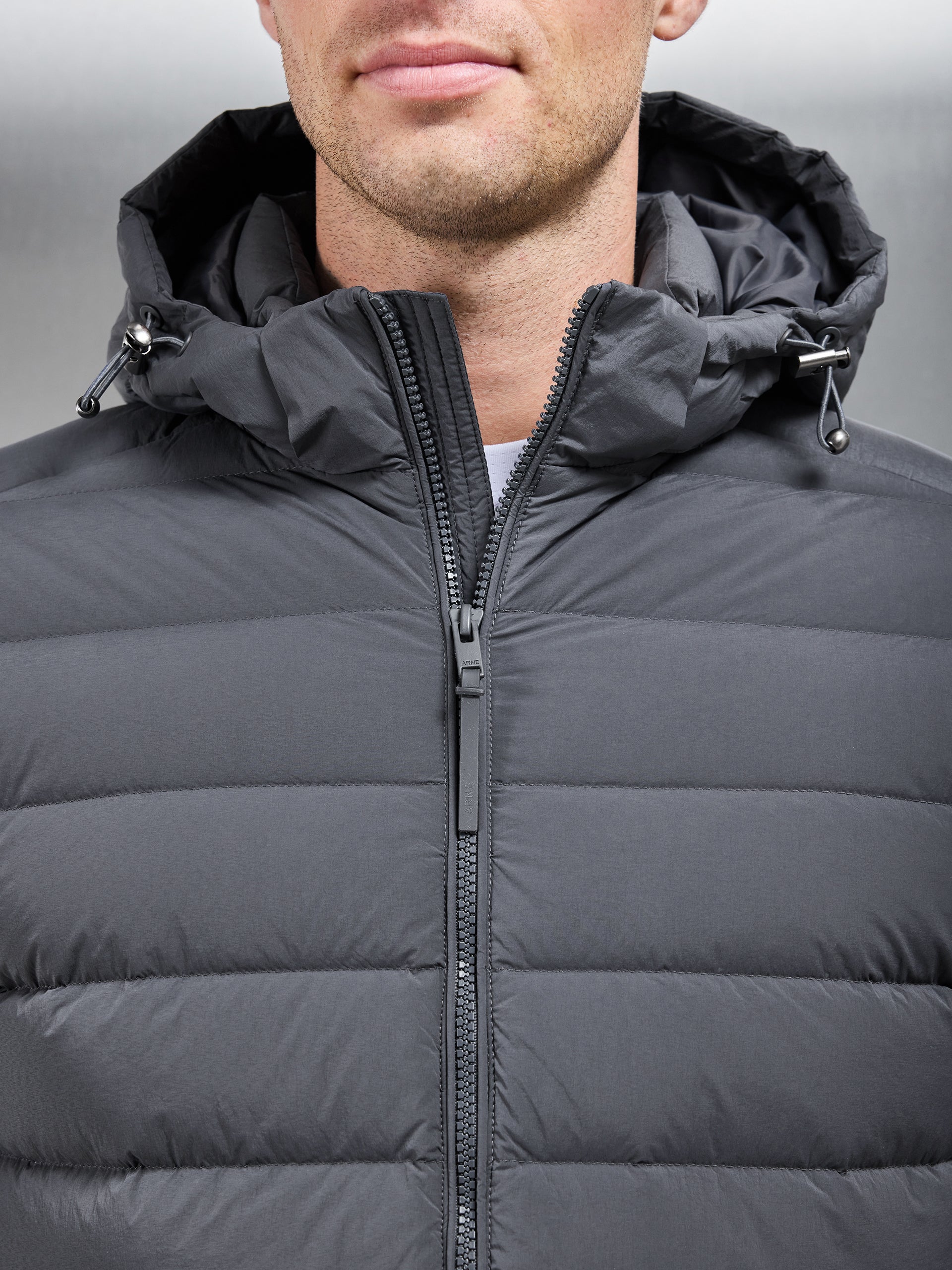 Short Technical Down Jacket in Grey