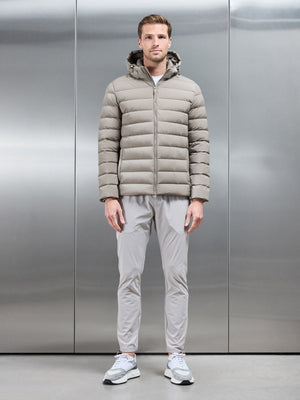 Short Technical Down Jacket in Taupe