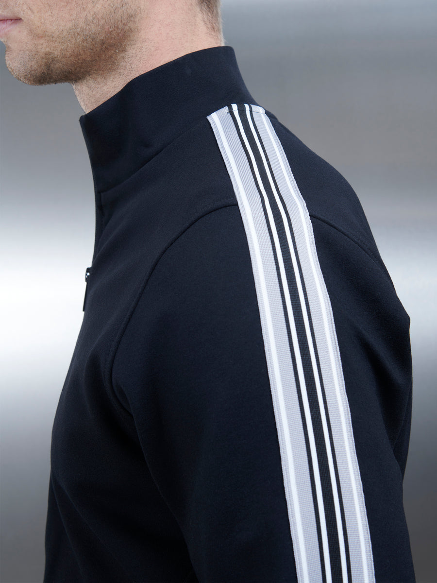 Technical Jersey Side Stripe Jacket in Black