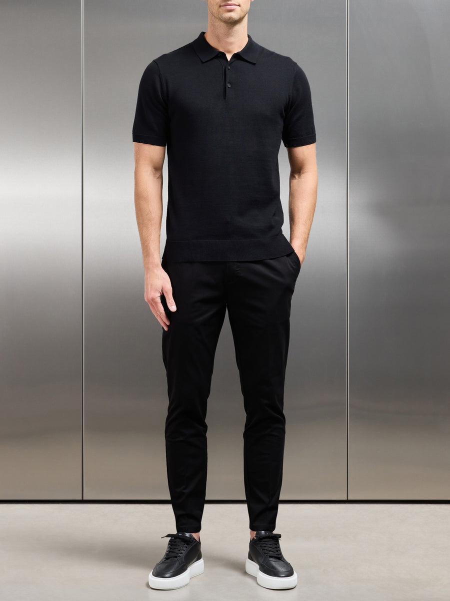 Side Adjuster Tailored Chino Trouser in Black