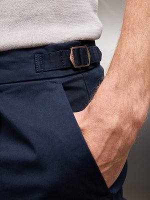 Side Adjuster Tailored Chino Trouser in Navy