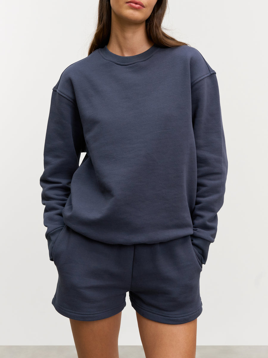 Womens Relaxed Jersey Sweatshirt in Slate Blue