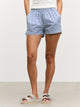 Womens Pull On Stripe Cotton Short in Blue