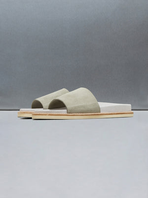 Suede Slides in Olive