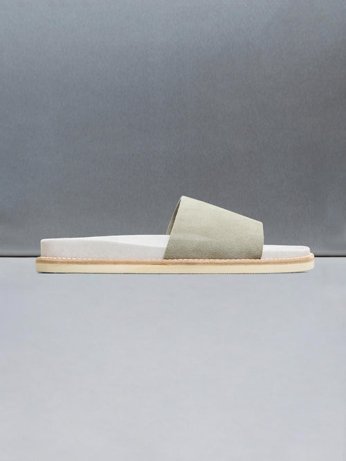 Suede Slides in Olive