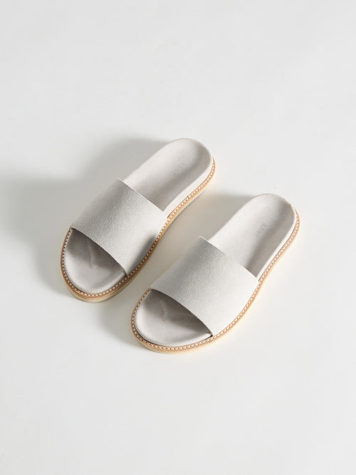 Suede Slides in Grey