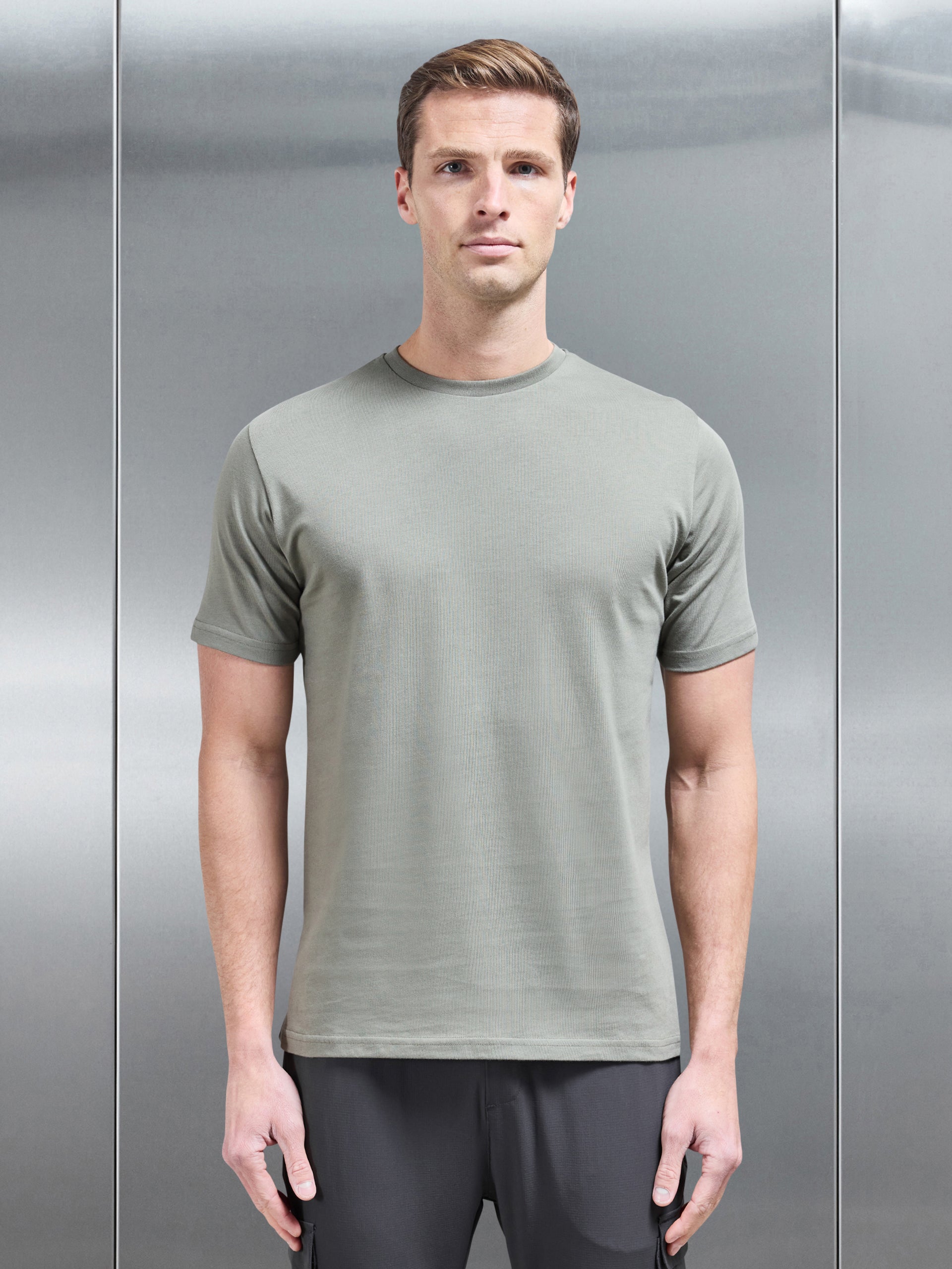 Slim Fit Cotton T-Shirt in Sage