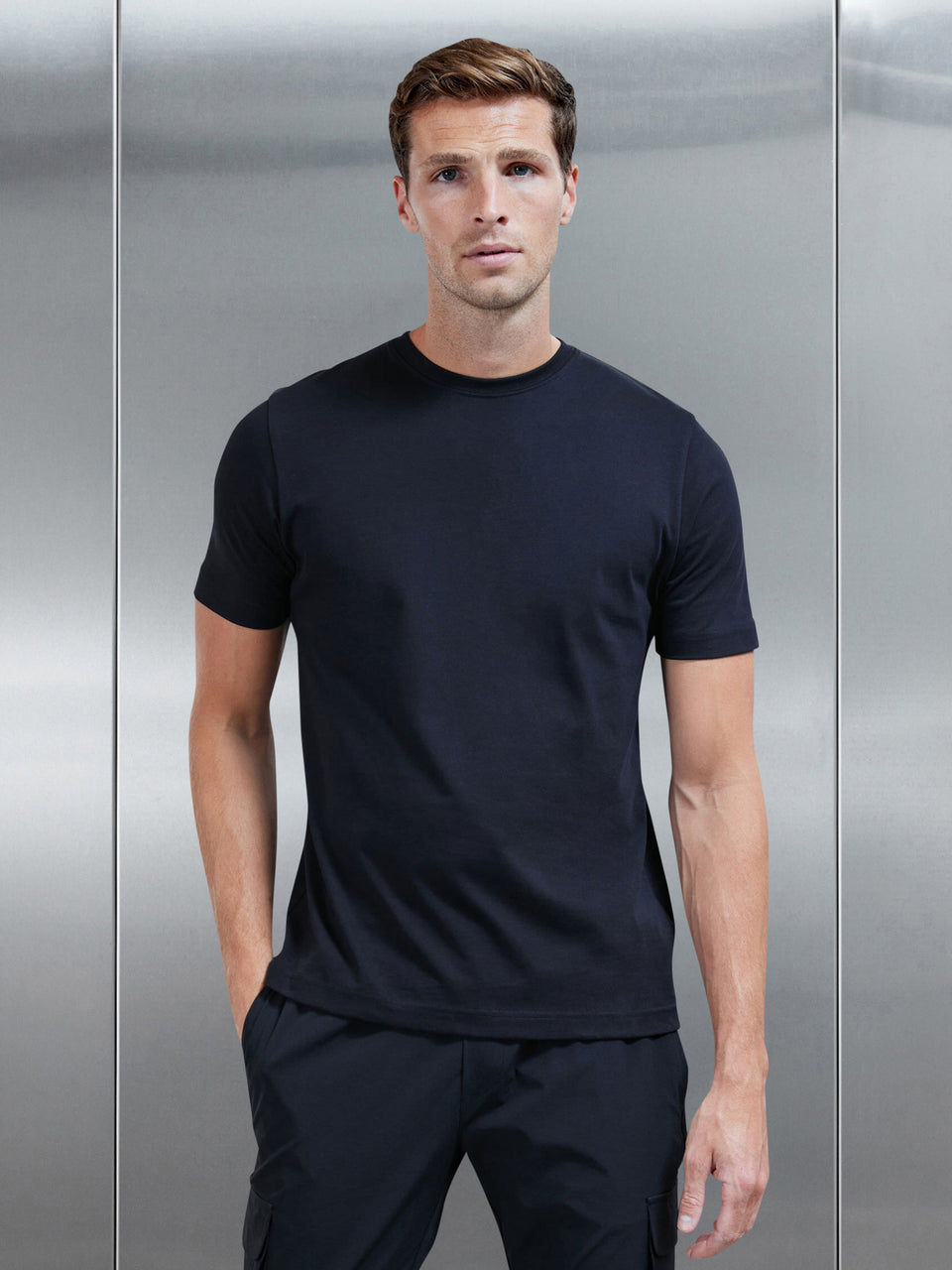 Slim Fit Cotton T-Shirt in Black