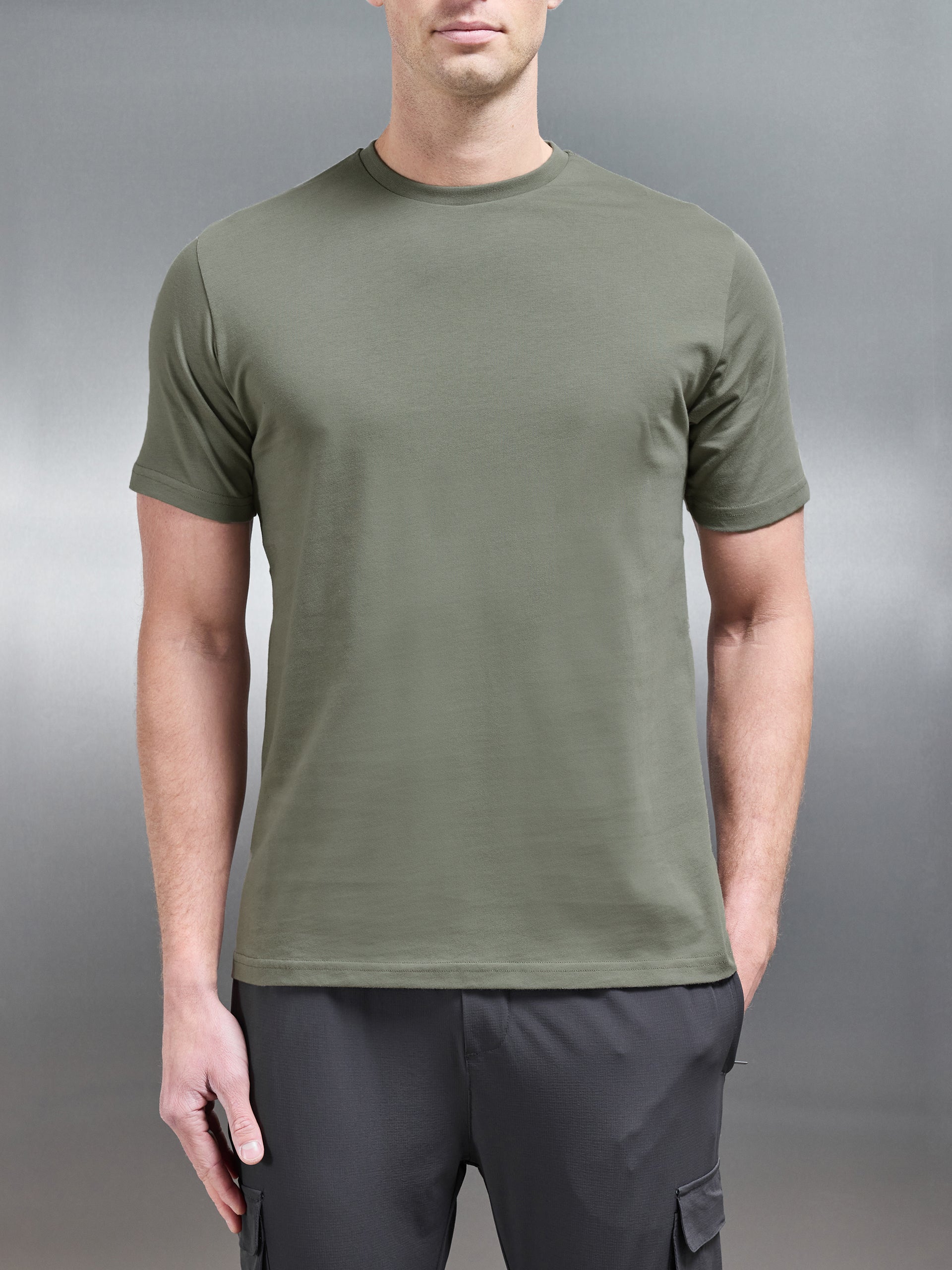 Slim Fit Cotton T-shirt in Sage