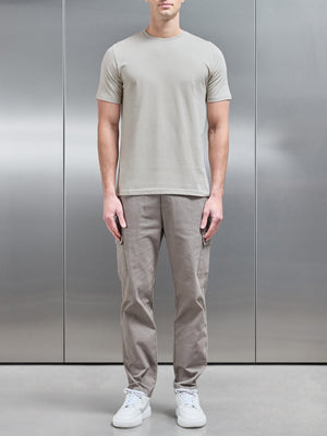 Slim Fit Cotton T-Shirt in Stone