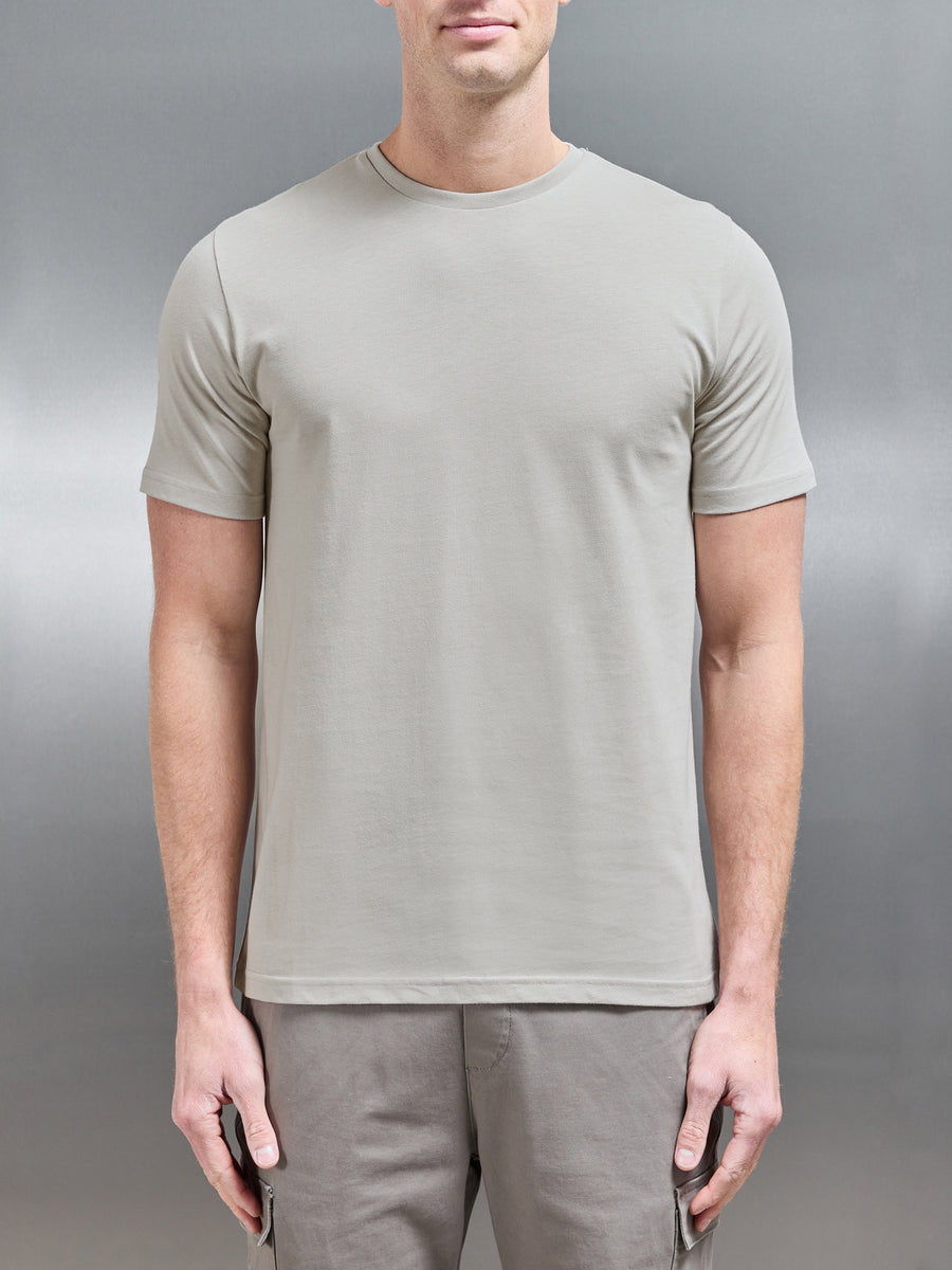 Slim Fit Cotton T-shirt in Stone