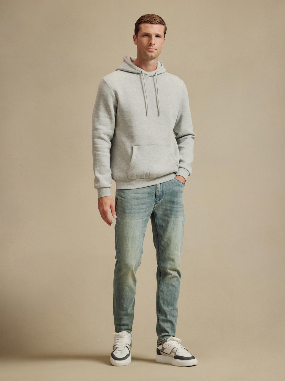 Slim Fit Denim Jeans in Dark Sand