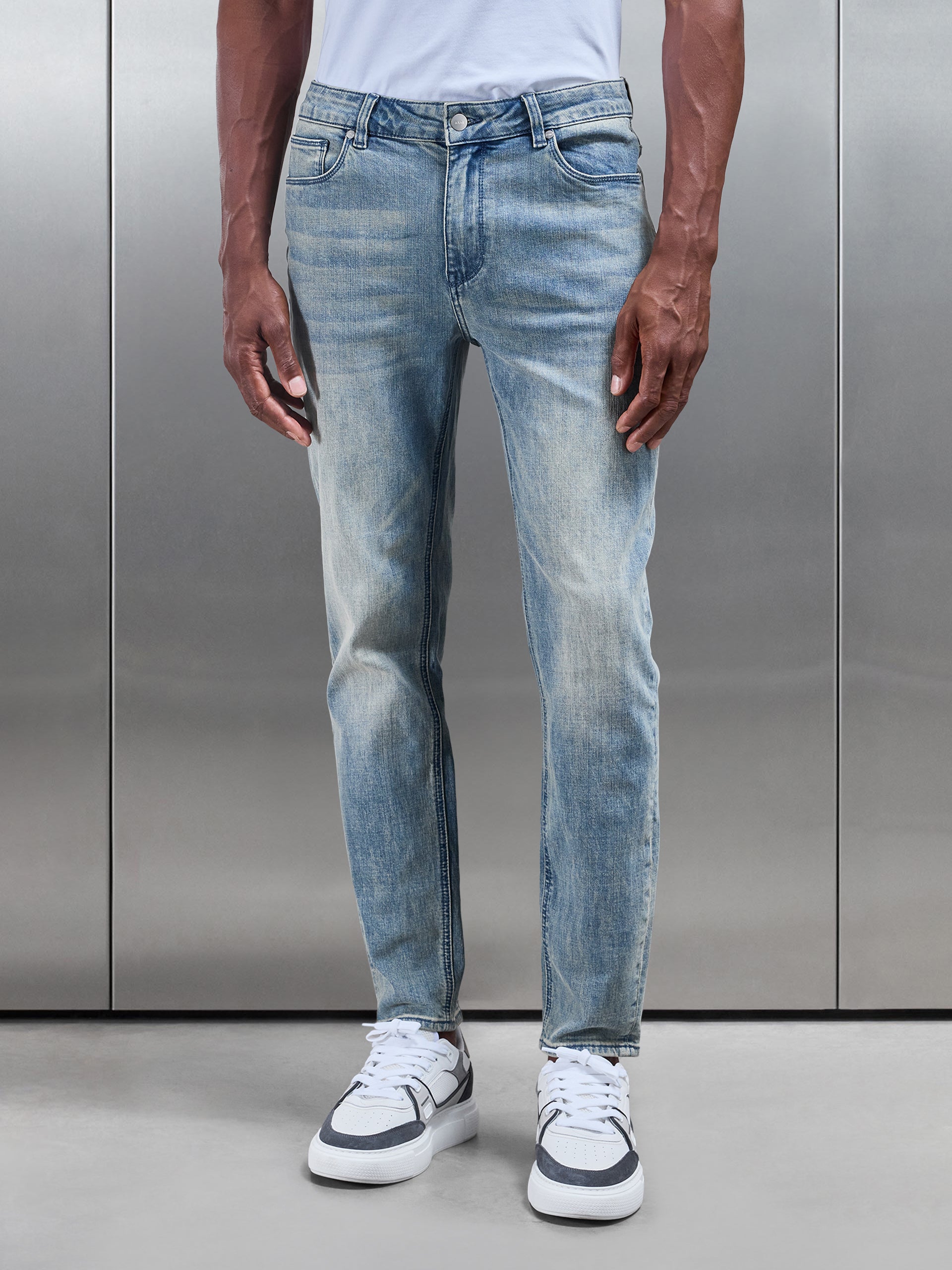 Slim Fit Denim Jeans in Dark Sand