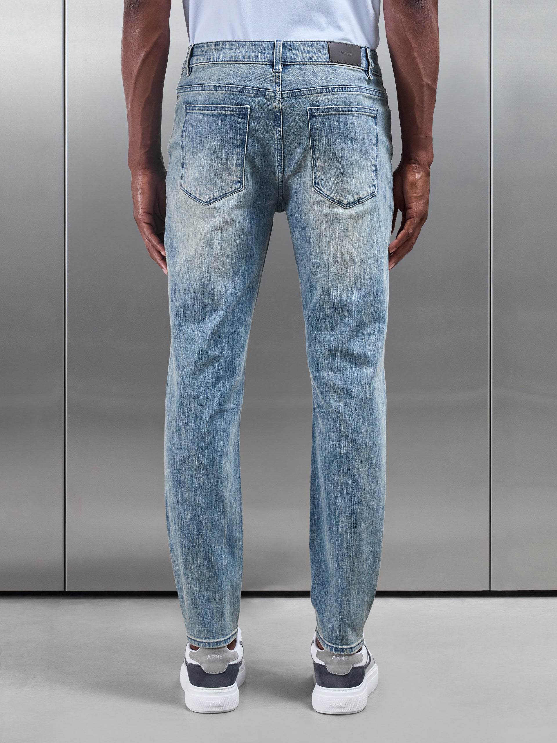 Slim Fit Denim Jeans in Dark Sand
