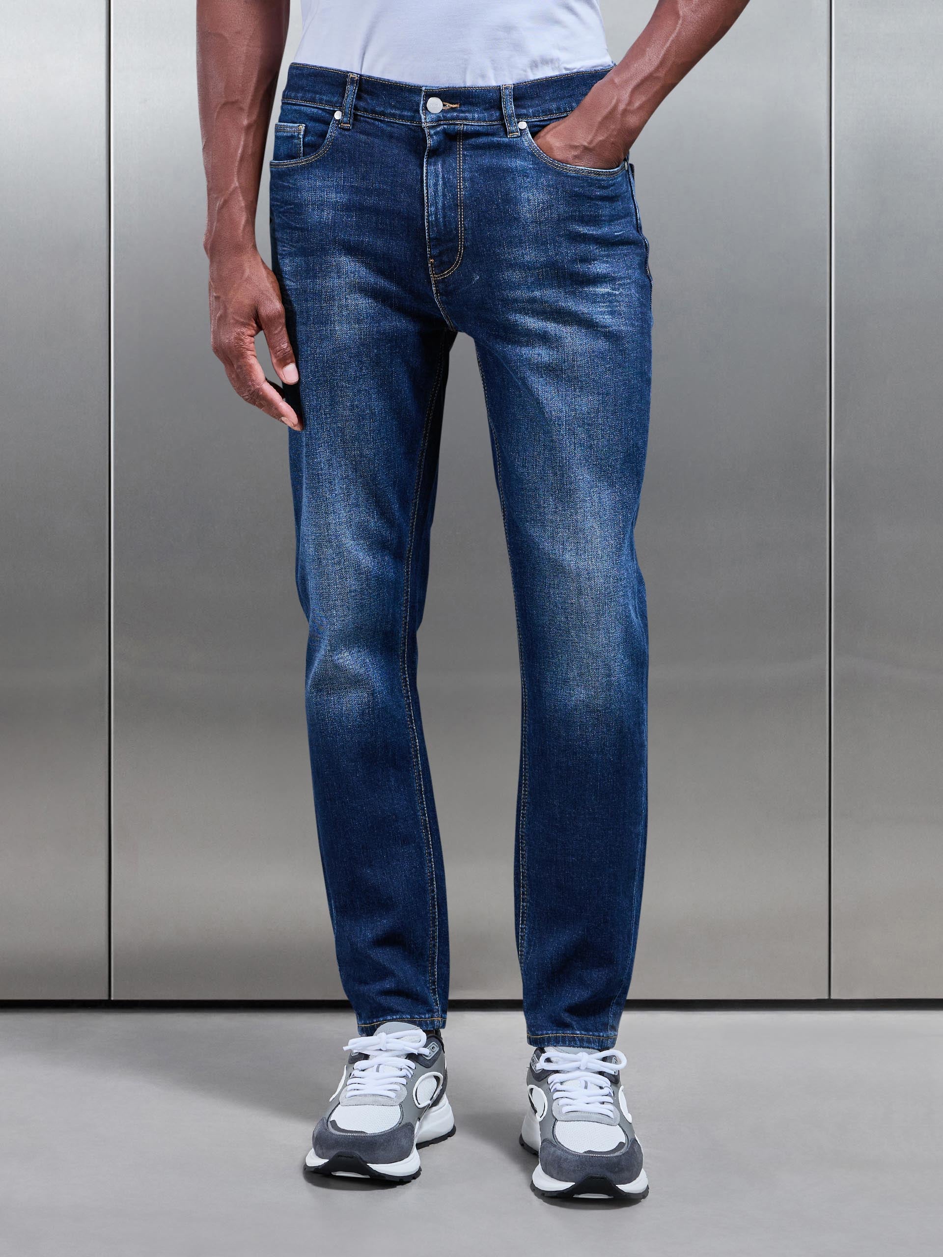 Slim Denim Jeans in Dark Blue