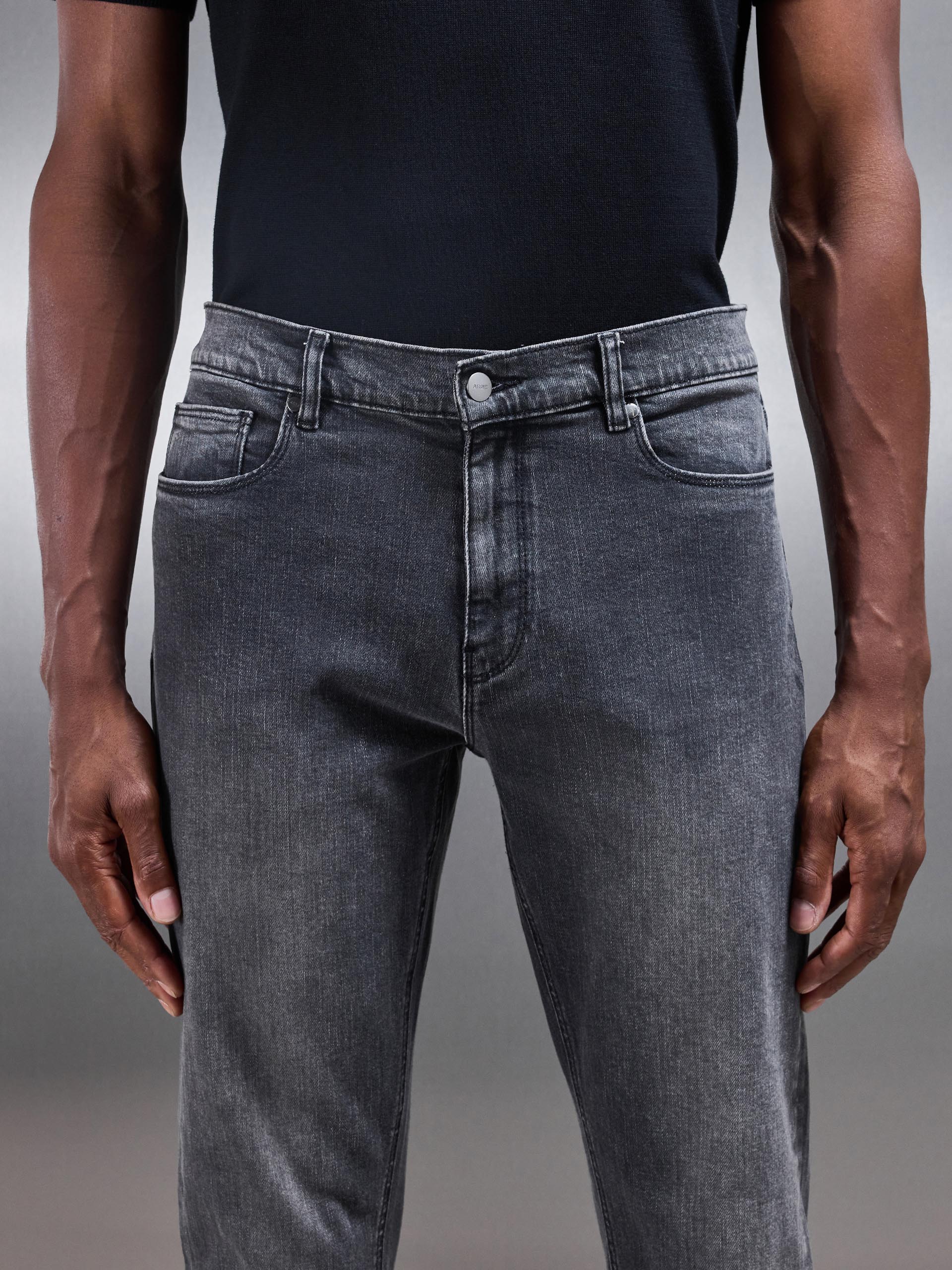 Slim Fit Denim Jeans in Grey Wash