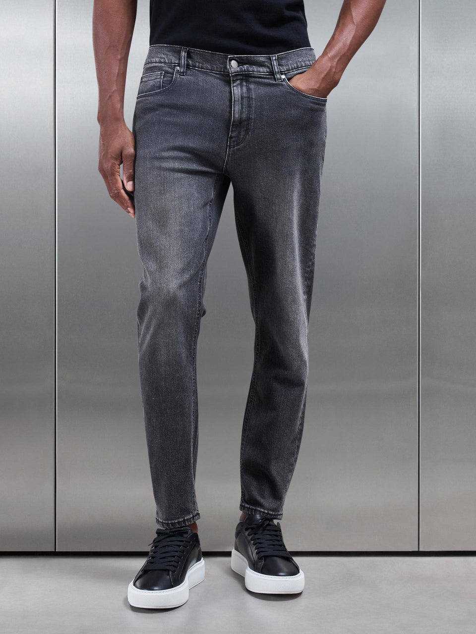 Slim Fit Denim Jeans in Grey Wash