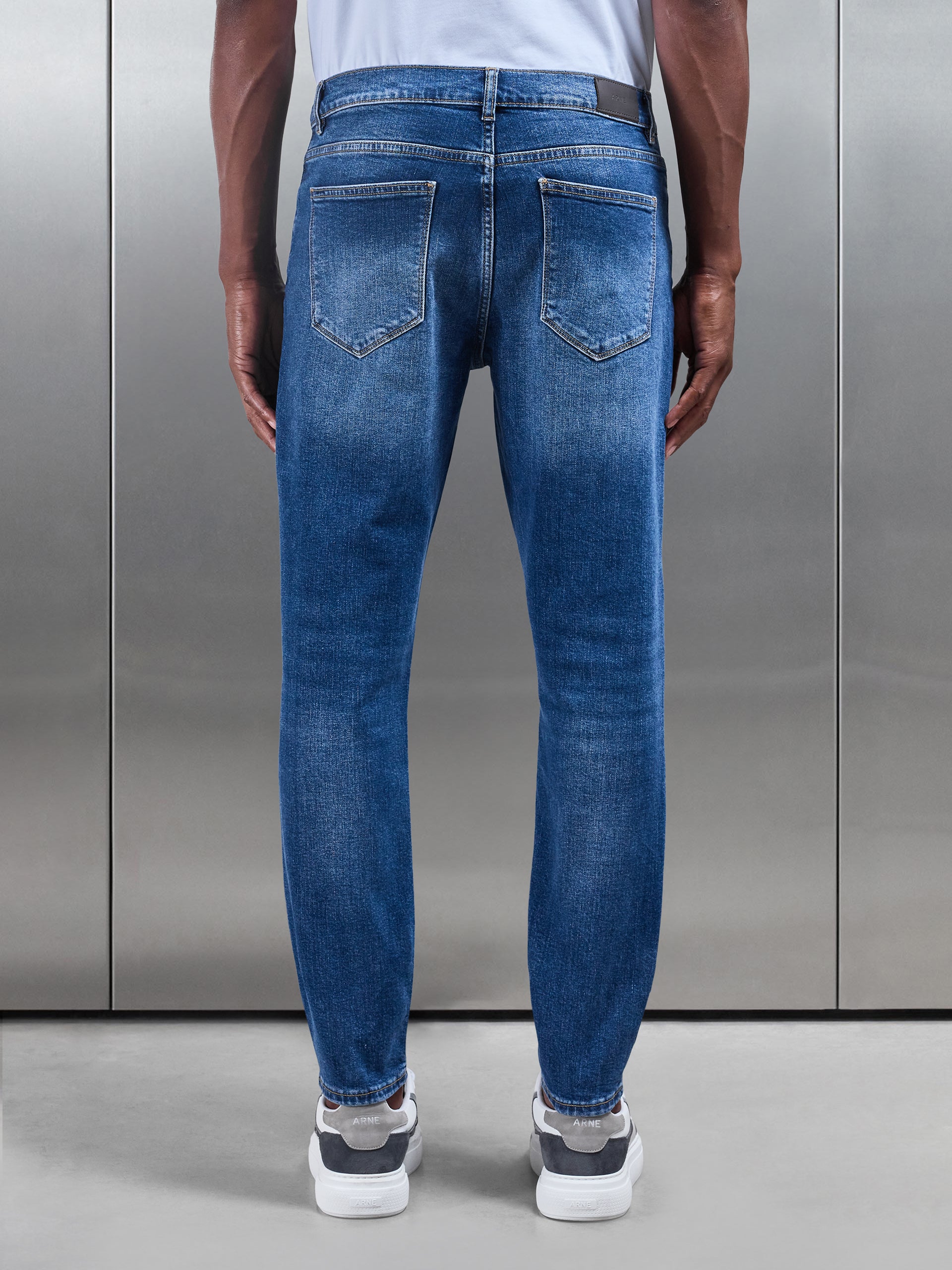 Slim Fit Denim Jeans in Mid Blue