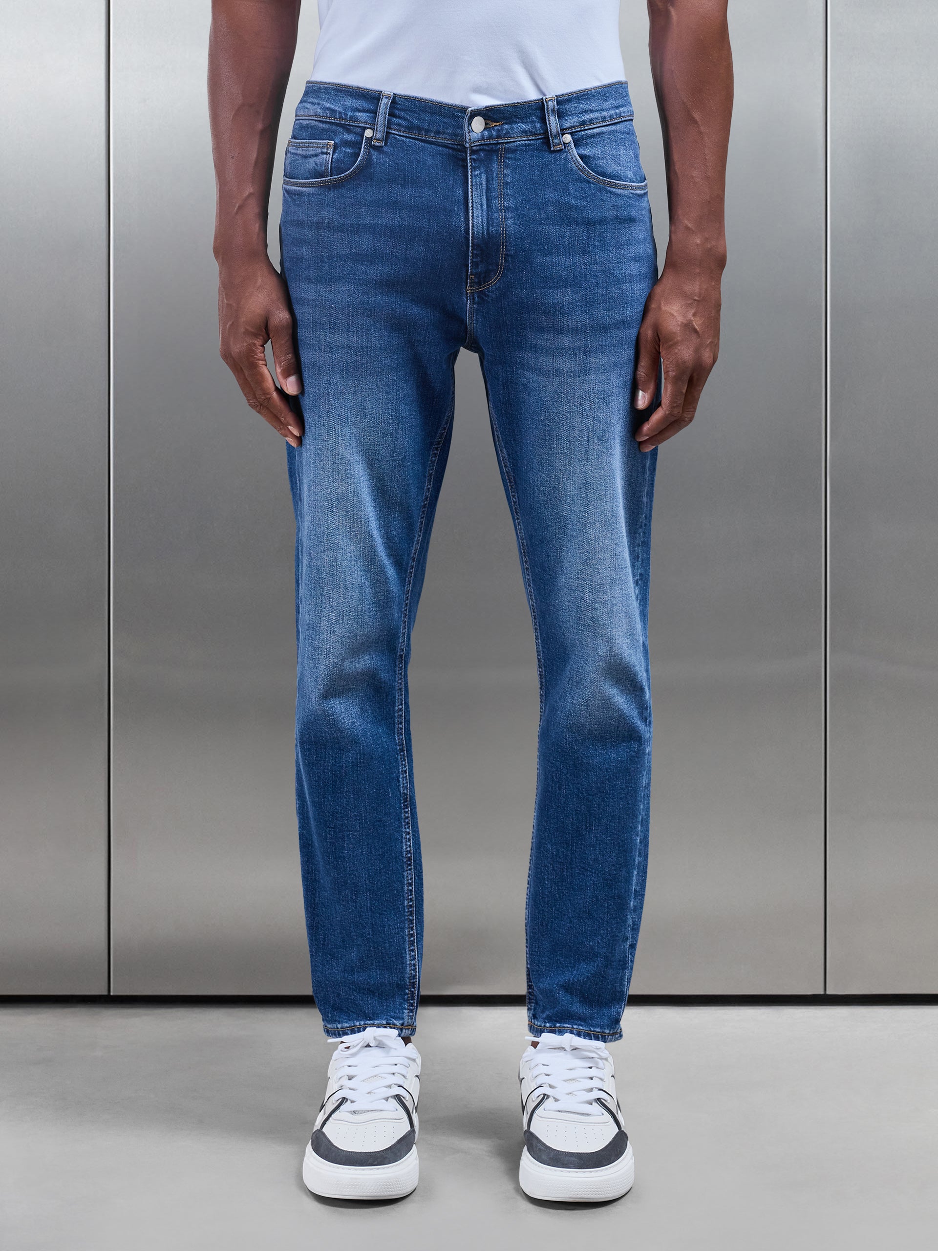 Slim Fit Denim Jeans in Mid Blue