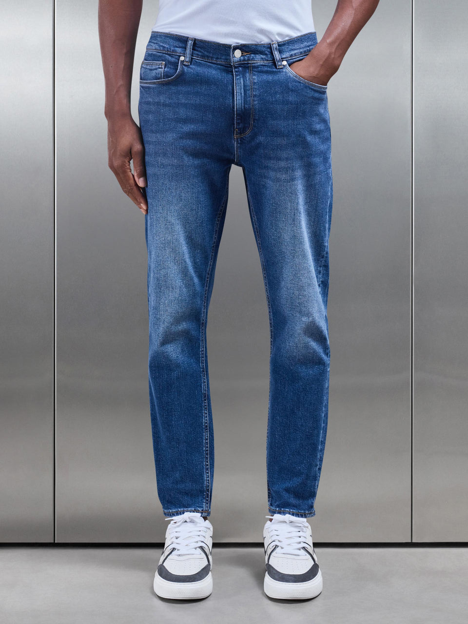 Slim Fit Denim Jeans in Mid Blue