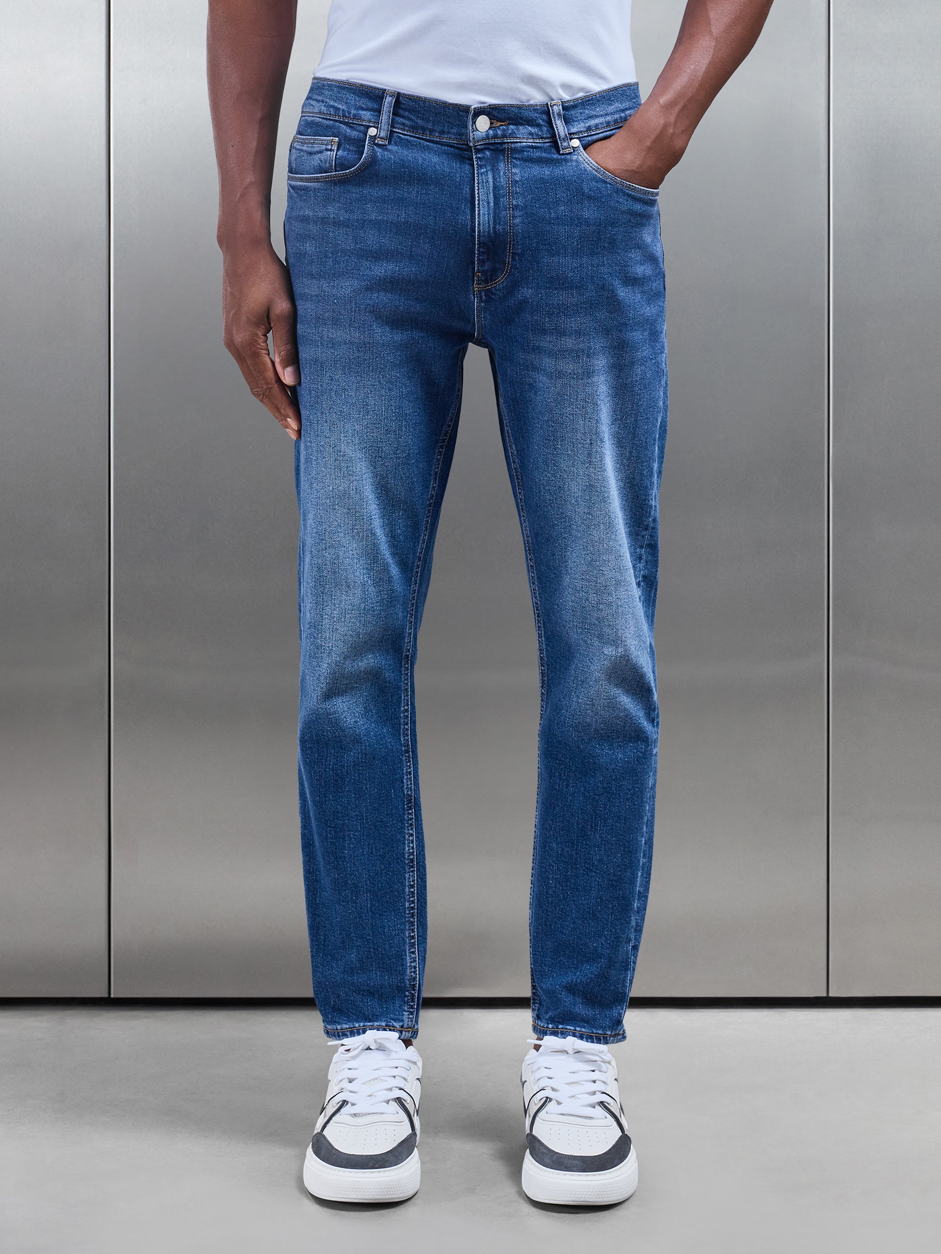 Slim Denim Jeans in Mid Blue