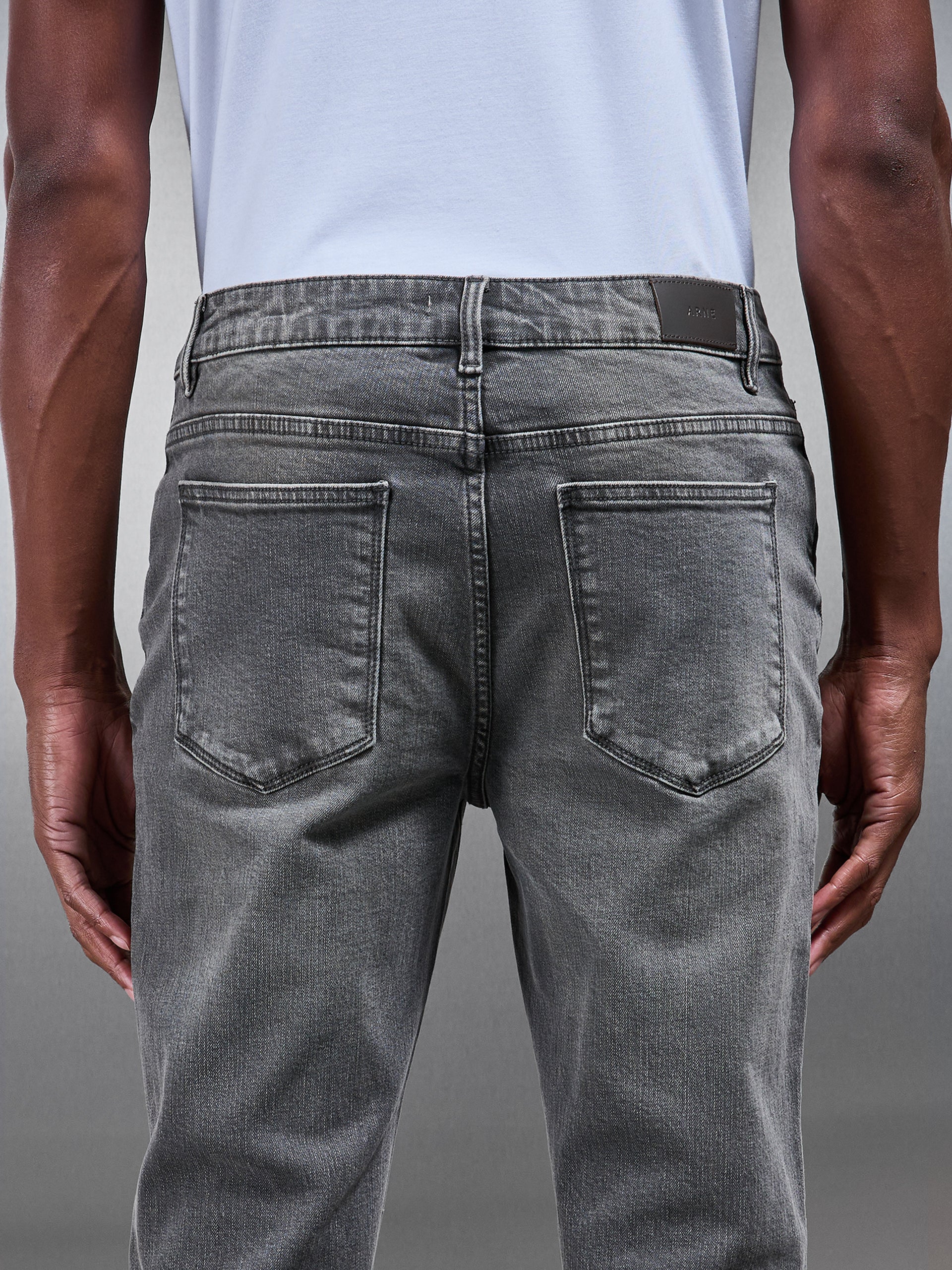 Slim Fit Denim Jeans in Slate Grey