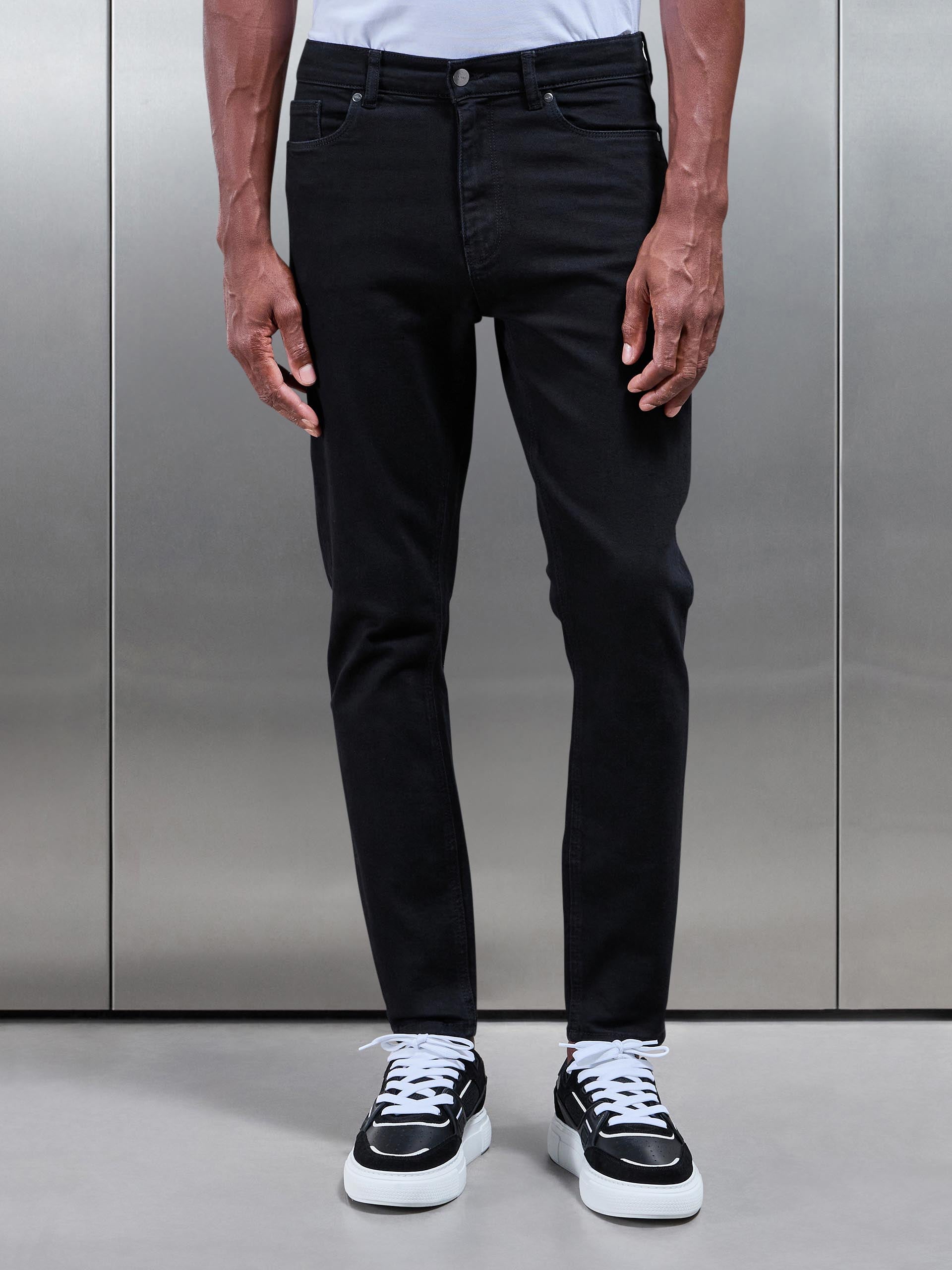 Slim Denim Jeans in Solid Black