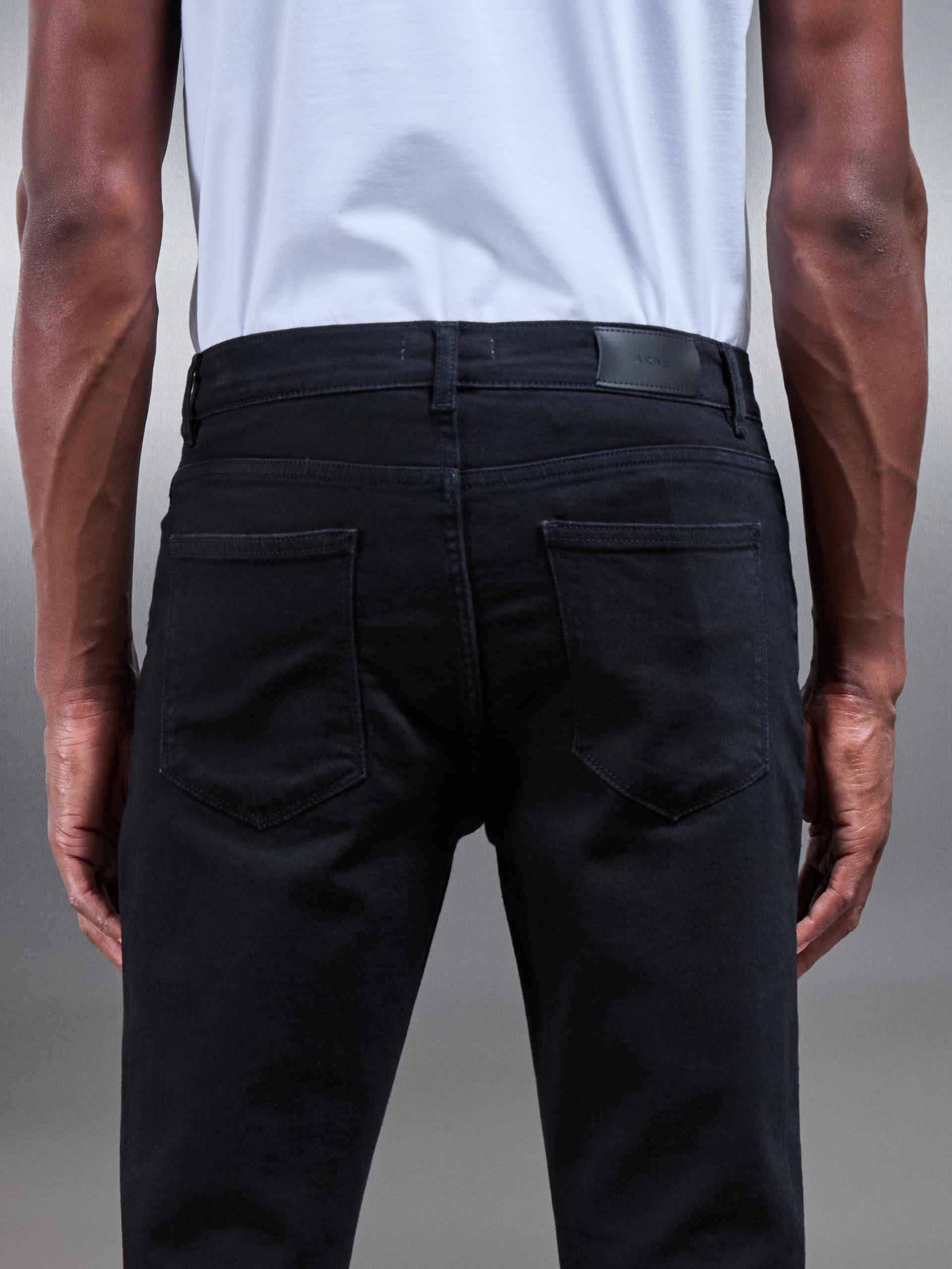 Slim Fit Denim Jeans in Solid Black